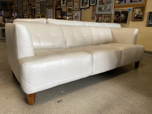 Contemporary White Tufted 3-Seat Sofa