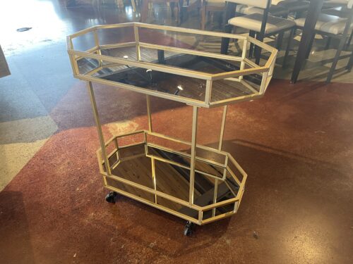 Gold and Mirror Two Tier Bar Cart