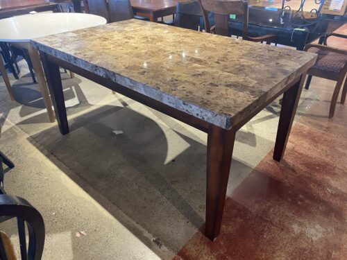 Marble Top Dining Table with Wooden Legs