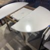 White Modern Dining Table with Hidden Center Leaf