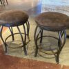 Swivel Stool with Metal Frame and Brown Seat (Set of Two)