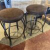 Swivel Stool with Metal Frame and Brown Seat (Set of Two)