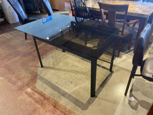 Retro Dark Glass Top Dining Table