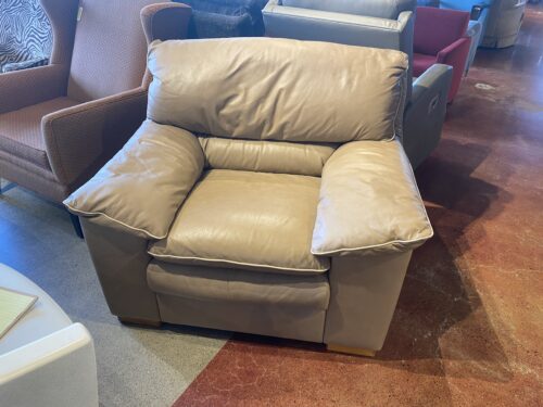 Extra Large Beige Armchair with White Piping Detail