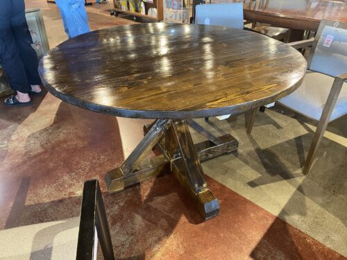 Farmhouse Style Glossy Dark Wood Dining Table