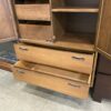 Vintage MCM Walnut Cane Armoire