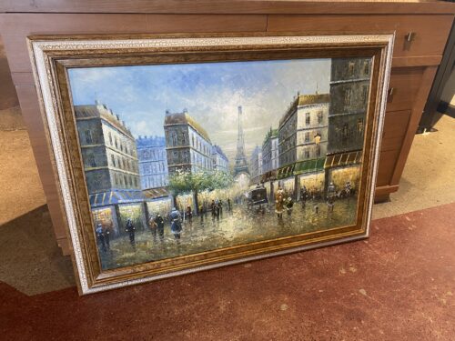 Framed Textured Canvas Painting of Paris