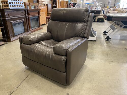 Brown Leather Power and Rocking Recliner