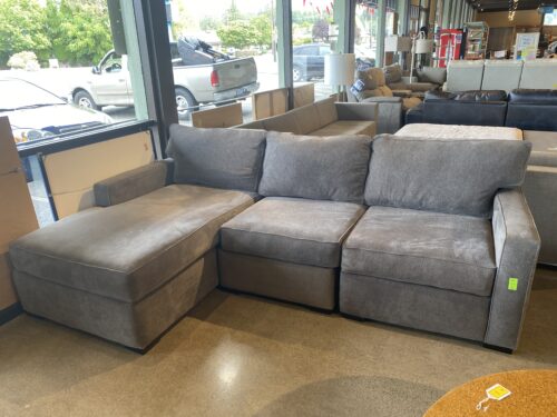 Modern Left Arm Chaise Couch in Grey