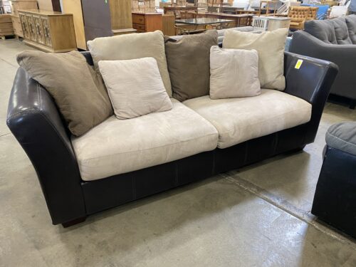 Mixed Material Leather Base Two Tone Sofa