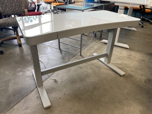 TWINSTAR Glass Top Standing Desk with Outlet