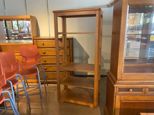 Tall Wooden Open Bookshelf with Four Shelves