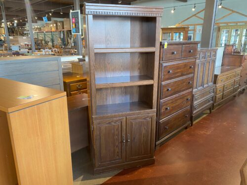 Wooden Bookcase with Lower Cabinet Storage