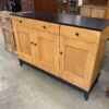 Blonde Wood Buffet Cabinet with Black Accents