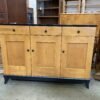 Blonde Wood Buffet Cabinet with Black Accents