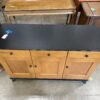 Blonde Wood Buffet Cabinet with Black Accents