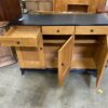 Blonde Wood Buffet Cabinet with Black Accents