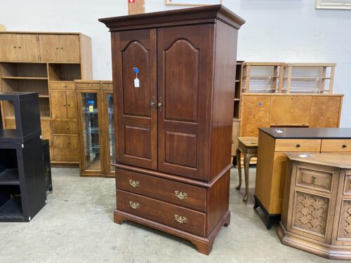 Dark Wood Full Height Armoire with 3 Drawers