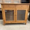 Vintage Gold Muntined Cabinet with Travertine Top