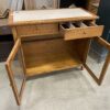 Vintage Gold Muntined Cabinet with Travertine Top