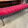 Vintage Victorian Inspired Red Velvet Tufted Bench