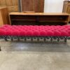 Vintage Victorian Inspired Red Velvet Tufted Bench