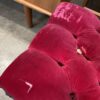 Vintage Victorian Inspired Red Velvet Tufted Bench