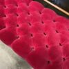 Vintage Victorian Inspired Red Velvet Tufted Bench