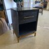 WEST ELM Alexa Black Acacia Nightstand with Antiqued Bronze Hardware
