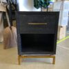 WEST ELM Alexa Black Acacia Nightstand with Antiqued Bronze Hardware