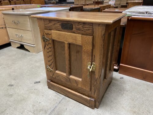 WHITE CLAD Vintage Wooden Ice Box in Natural Oak