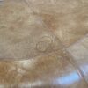 Large Round Leather Ottoman with Colonial Style Wooden Legs