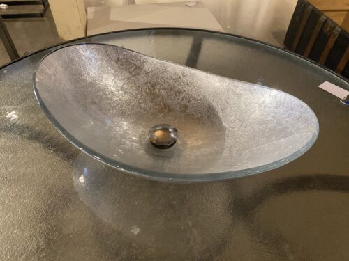 Modern Oval Silver Foil Glass Vessel Sink