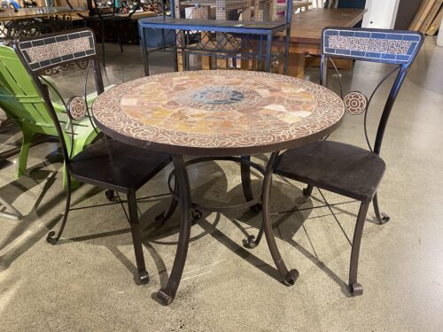 Round Rose Tile 2-Seater Patio Table Set