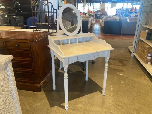 Petite White Vanity Desk w/ Single Drawer