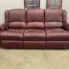 Burgundy Leather Roll Arm Double Recliner