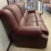 Burgundy Leather Roll Arm Double Recliner