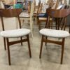 WEST ELM  MCM Inspired Wood Dining Chair with Grey Upholstered Seats