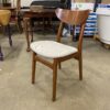 WEST ELM  MCM Inspired Wood Dining Chair with Grey Upholstered Seats