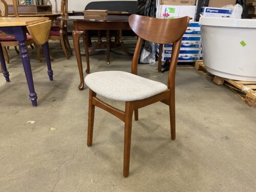 WEST ELM  MCM Inspired Wood Dining Chair with Grey Upholstered Seats