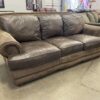 Chocolate Brown Mixed Material with Leather and Rivet Detail  3 Seat Sofa
