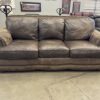 Chocolate Brown Mixed Material with Leather and Rivet Detail  3 Seat Sofa