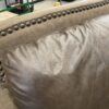 Chocolate Brown Mixed Material with Leather and Rivet Detail  3 Seat Sofa