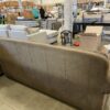 Chocolate Brown Mixed Material with Leather and Rivet Detail  3 Seat Sofa