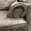 Chocolate Brown Mixed Material with Leather and Rivet Detail  3 Seat Sofa