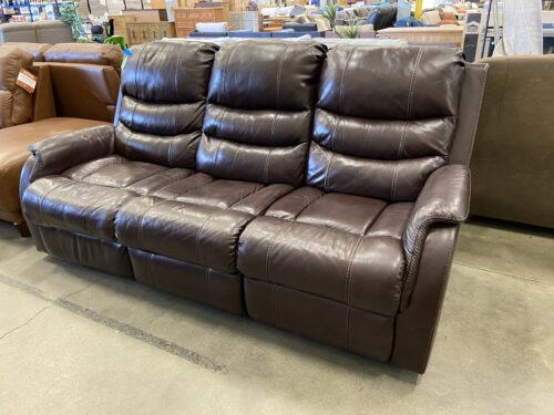 Chocolate Brown Leather 3 Seat Power Sofa