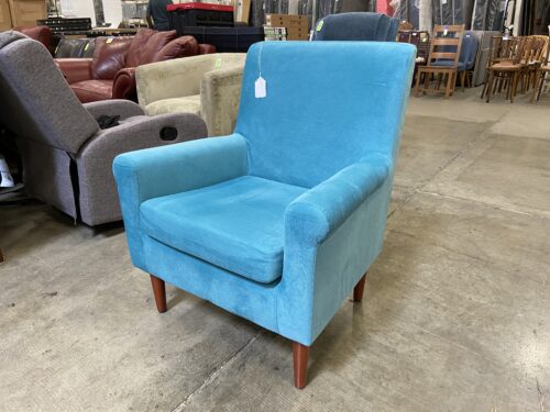Teal Armchair with Wood Legs