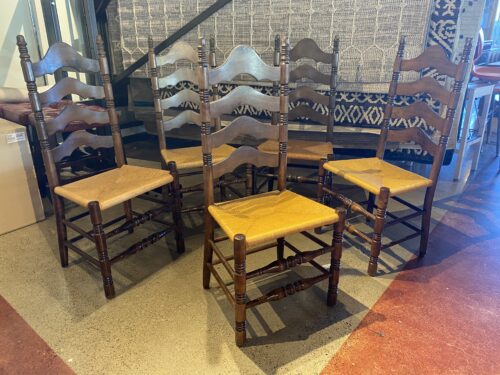Tall Woven Seat Dining Chair Set (5)
