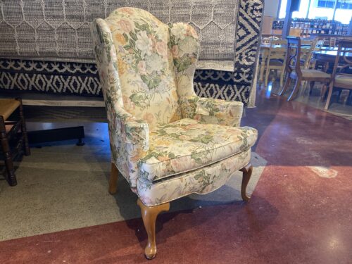 ETHAN ALLEN Floral Wingback Armchair