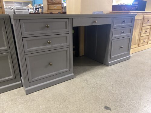 BALLARD DESIGN Gray Executive Desk with Built-in Outlets